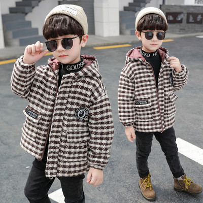 Laste igapäevane ruuduline jakk taskute ja kapuutsiga