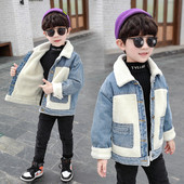 Moodne nööpide ja sooja voodriga laste jope