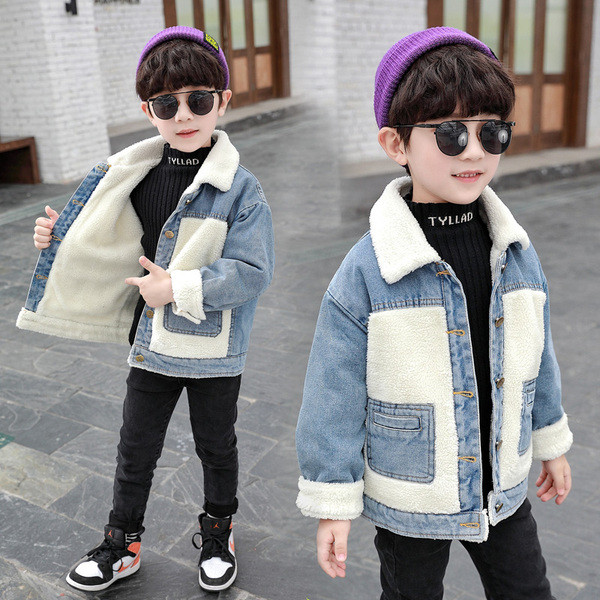 Moodne nööpide ja sooja voodriga laste jope