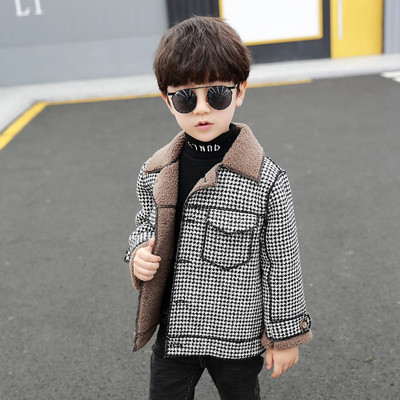 Παιδικό χειμερινό καρό παλτό για αγόρια με μαλακή φόδρα