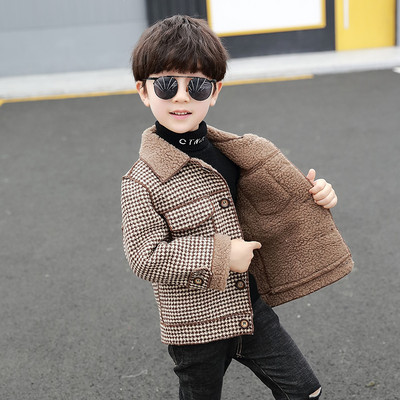 Παιδικό χειμερινό καρό παλτό για αγόρια με μαλακή φόδρα