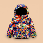 Moodne värvilise mustriga laste jope poistele