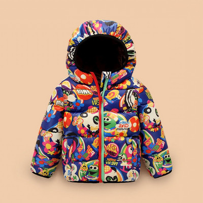 Moodne värvilise mustriga laste jope poistele