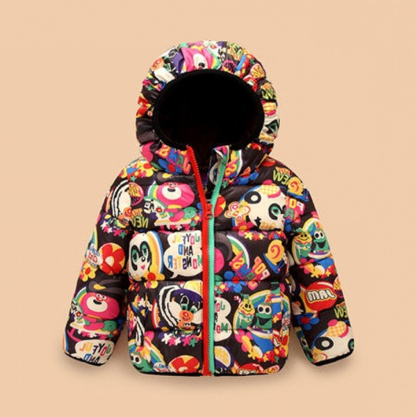 Moodne värvilise mustriga laste jope poistele