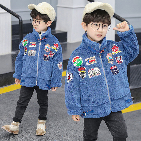 Moodne tikandi ja kõrge kraega laste jope poistele