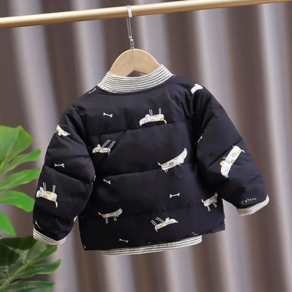 Παιδικό φθινοπωρινό μπουφάν με πολύχρωμα απλικέ και κουμπιά