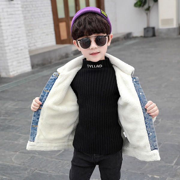 Jachetă modernă de blugi pentru copii cu căptușeală moale pentru băieți