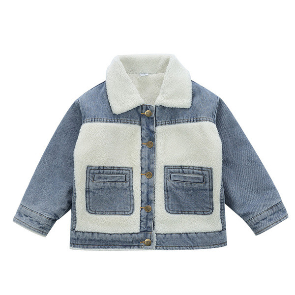 Jachetă modernă de blugi pentru copii cu căptușeală moale pentru băieți