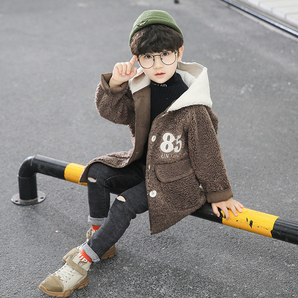 Καθημερινό παιδικό μπουφάν με κουμπιά και κουκούλα για αγόρια