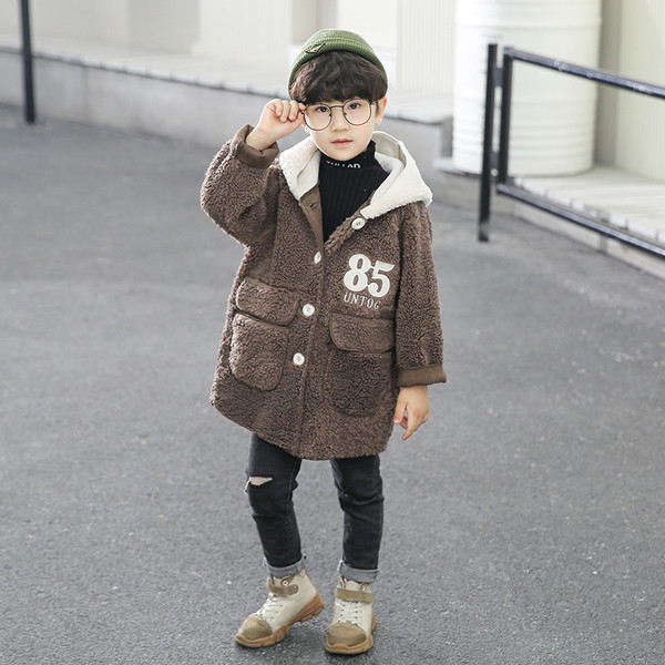 Καθημερινό παιδικό μπουφάν με κουμπιά και κουκούλα για αγόρια