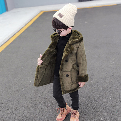 Μοντέρνο παιδικό μπουφάν με κουκούλα και ζεστή επένδυση για αγόρια