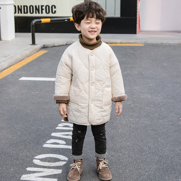 Ovaalse krae ja nööpidega vabaaja laste jope poistele