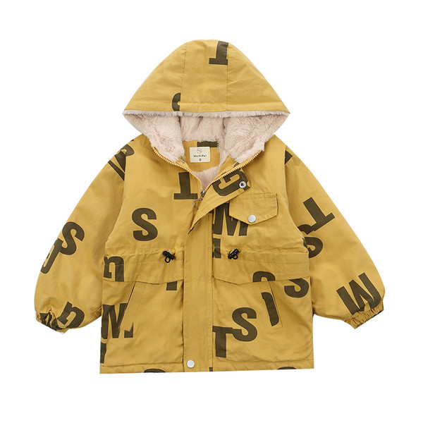Νέο μοντέλο παιδικό μπουφάν με τύπωμα και μαλακή επένδυση για αγόρια