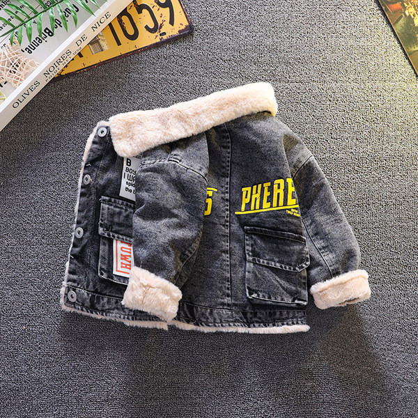 Παιδικό τζιν μπουφάν με ζεστή φόδρα για αγόρια