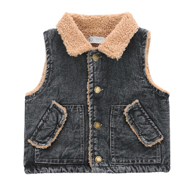 Vesta casual pentru copii pentru baieti cu captuseala calduroasa si buzunare