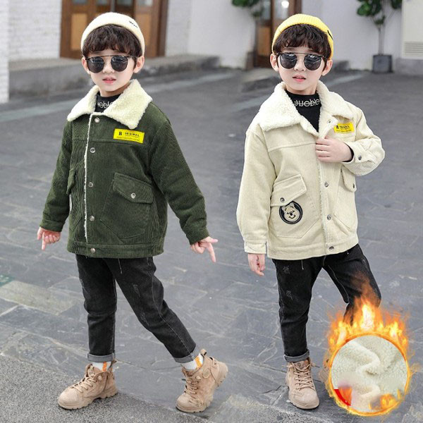 Moodne sooja voodriga laste jope poistele