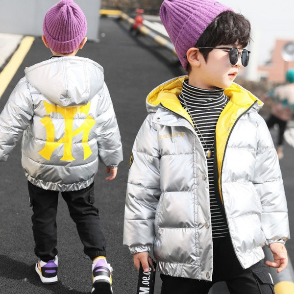 Модерно детско зимно яке с лъскав ефект