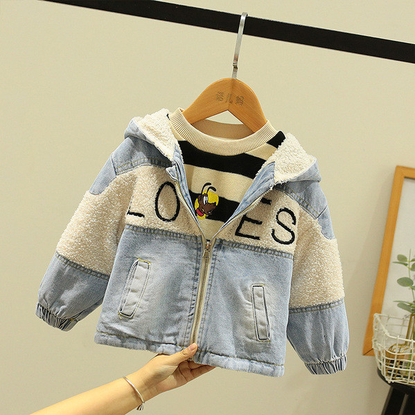 Παιδικό τζιν μπουφάν για αγόρια και κορίτσια με κουκούλα