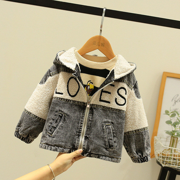 Παιδικό τζιν μπουφάν για αγόρια και κορίτσια με κουκούλα