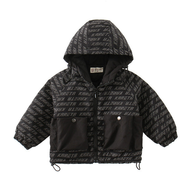 Καθημερινό παιδικό μπουφάν με κουκούλα και κορδόνια για αγόρια