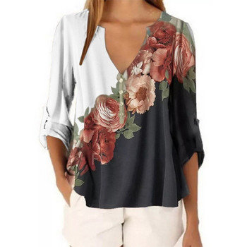 Γυναικεία μπλούζα άνοιξη-φθινόπωρο με πολύχρωμα μοτίβα και διαφορετικά χρώματα και με μεγαλύτερα μεγέθη
