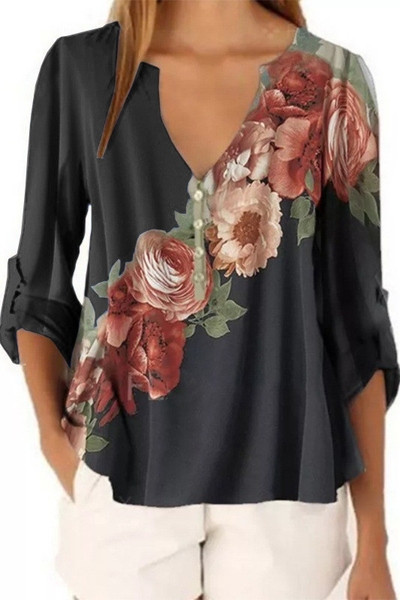 Ženska proljetno-jesenska bluza sa šarenim motivima i različitim bojama, uključujući i veće brojeve