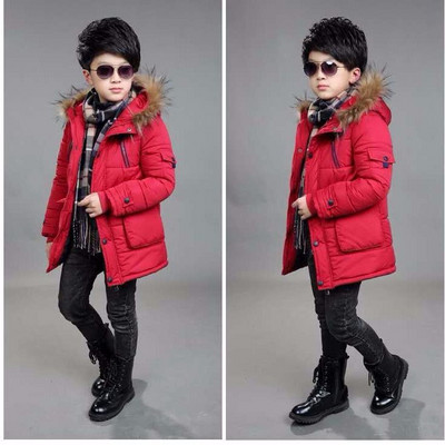Παιδικό μπουφάν με κουκούλα και γούνα για αγόρια