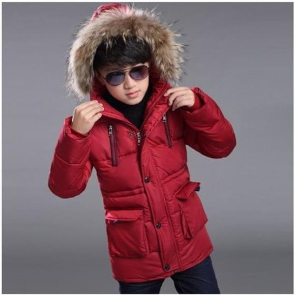 Παιδικό μπουφάν με κουκούλα και γούνα για αγόρια