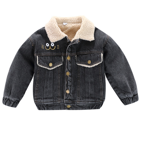 Denim dječja jakna za dječake s mekom podstavom i natpisom u boji