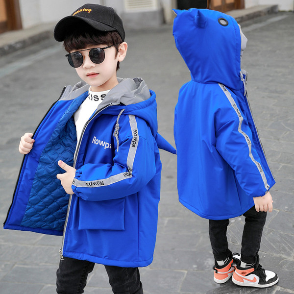 Νέο μοντέλο παιδικό μπουφάν για αγόρια με τρισδιάστατα στοιχεία στην κουκούλα