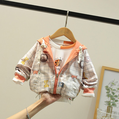 Παιδικό μπουφάν διπλής όψης με απλικέ και κουκούλα - για αγόρια και κορίτσια