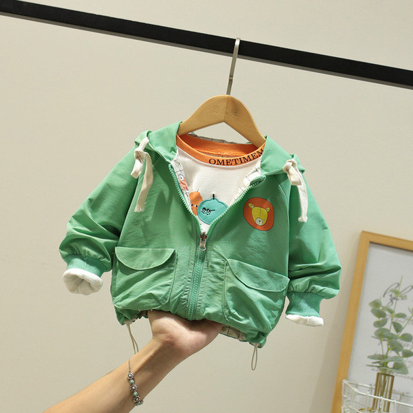 Παιδικό μπουφάν διπλής όψης με απλικέ και κουκούλα - για αγόρια και κορίτσια