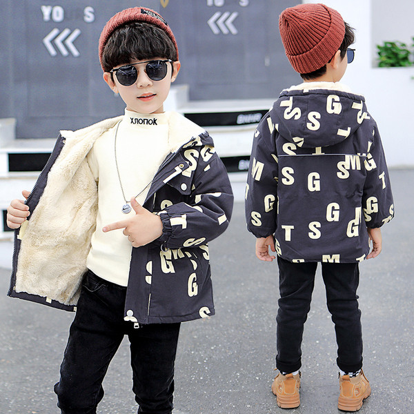 Pehme voodri ja kapuutsiga laste vabaaja jope poistele