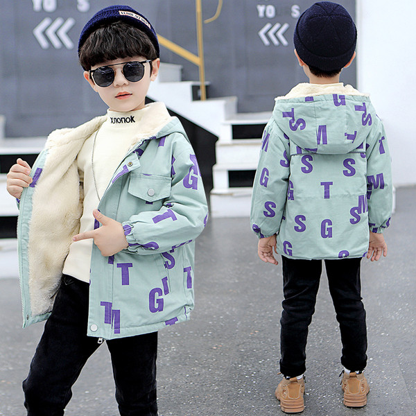 Pehme voodri ja kapuutsiga laste vabaaja jope poistele