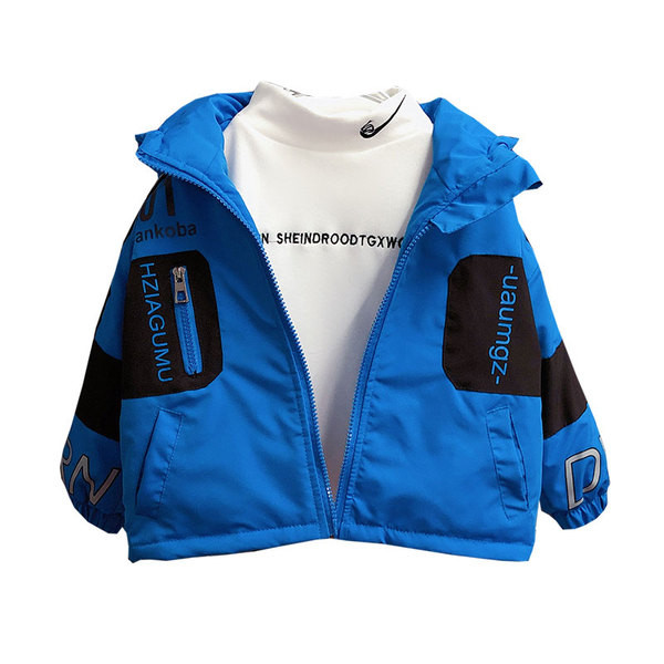 Детско яке с качулка и надписи за момчета