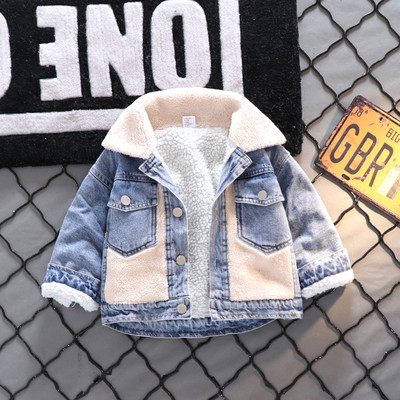 Modern children`s denim jacket with warm lining - for boys