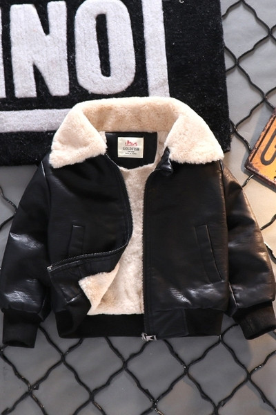 Vaikiška odinė striukė su siuvinėjimu - berniukams