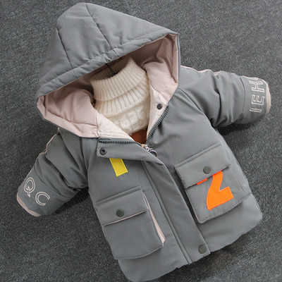 Μοντέρνο παιδικό χειμερινό μπουφάν για αγόρια με κουκούλα