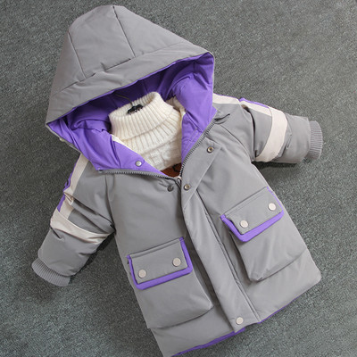 Sügis-talvine kapuutsiga ja lukuga laste jope poistele