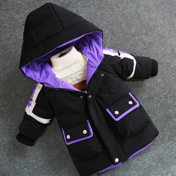 Sügis-talvine kapuutsiga ja lukuga laste jope poistele