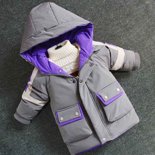 Sügis-talvine kapuutsiga ja lukuga laste jope poistele