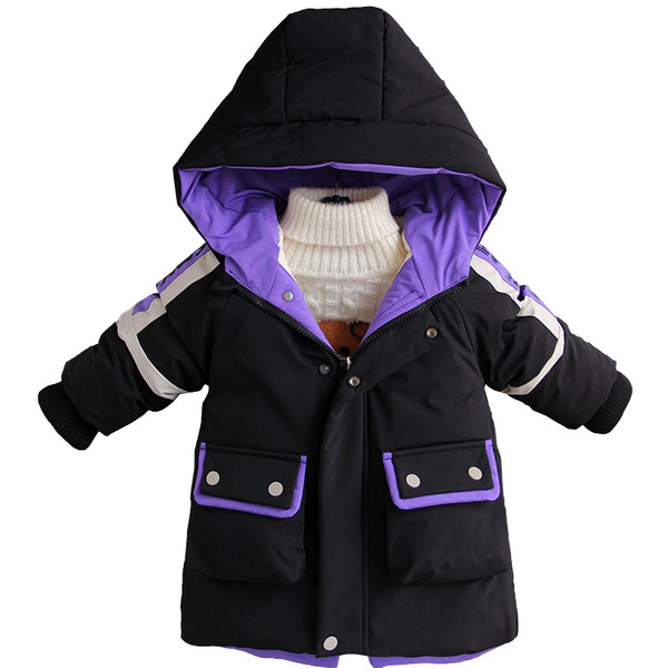 Sügis-talvine kapuutsiga ja lukuga laste jope poistele