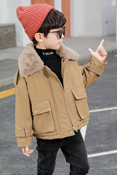 Dječja ležerna jakna za dječake s donjom kragnom i džepovima