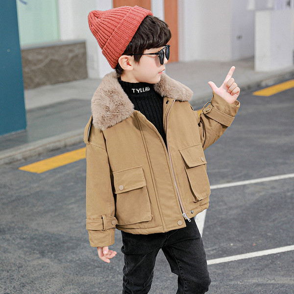 Dječja ležerna jakna za dječake s donjom kragnom i džepovima