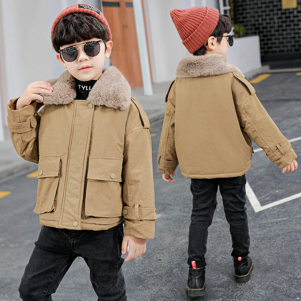 Dječja ležerna jakna za dječake s donjom kragnom i džepovima