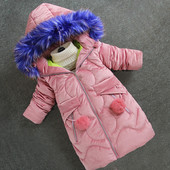Παιδικό μοντέρνο χειμερινό μπουφάν για κορίτσια - μακρύ μοντέλο