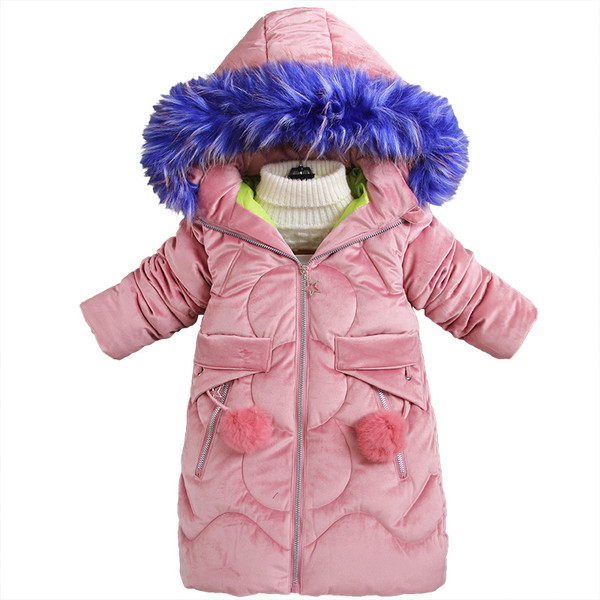 Παιδικό μοντέρνο χειμερινό μπουφάν για κορίτσια - μακρύ μοντέλο