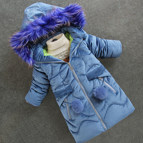 Παιδικό μοντέρνο χειμερινό μπουφάν για κορίτσια - μακρύ μοντέλο