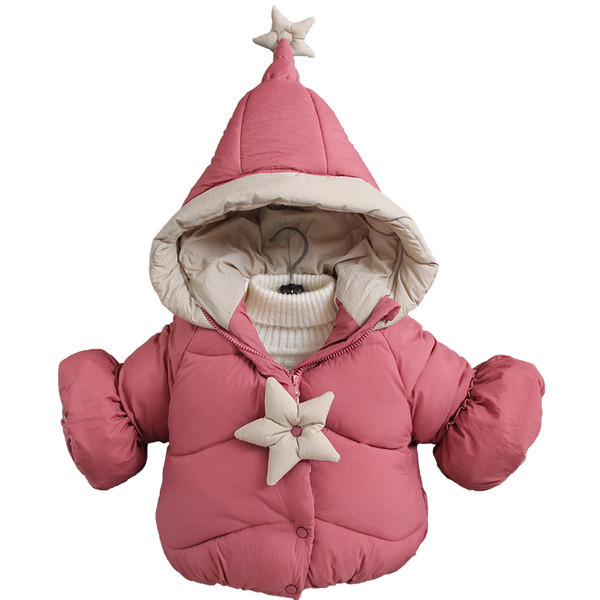 Μοντέρνο παιδικό χειμερινό μπουφάν για κορίτσια με μοτίβο  αστέρι