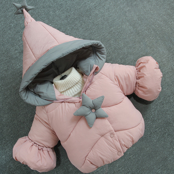 Μοντέρνο παιδικό χειμερινό μπουφάν για κορίτσια με μοτίβο  αστέρι